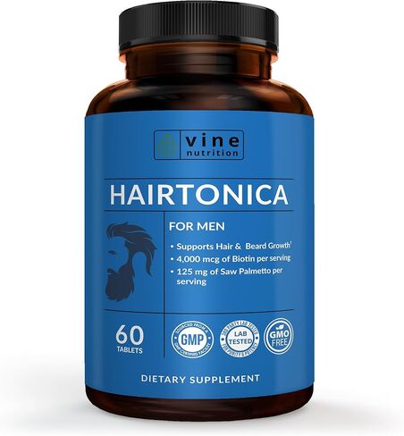 Hair Vitamins for Men Beard Growth MSM Powder Saw Palmetto Hairtonica | Extra Strength 315,000 mcg Biotin Keratin Collagen | May Help Support Hair Loss Greying & Thinning | 60 ct in Kuwait