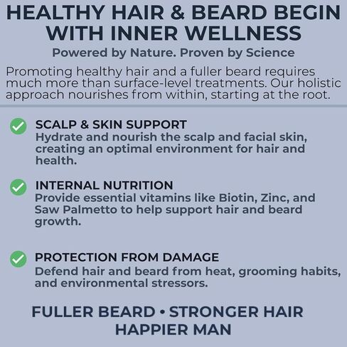 Hair Vitamins for Men Beard Growth MSM Powder Saw Palmetto Hairtonica | Extra Strength 315,000 mcg Biotin Keratin Collagen | May Help Support Hair Loss Greying & Thinning | 60 ct in Kuwait