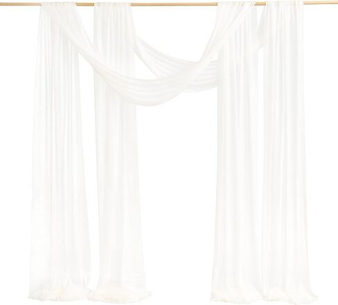 Ling's moment Ivory Wedding Arch Draping Fabric 2 Panels 32Ft x 30" Drapes | Wrinkle-Free Sheer Hanging Draping Fabric for Backdrop for Wedding Decor Outdoors Party Swag Home Decor in Saudi Arabia