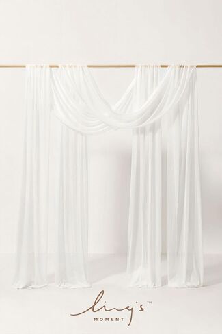 Ling's moment Ivory Wedding Arch Draping Fabric 2 Panels 32Ft x 30" Drapes | Wrinkle-Free Sheer Hanging Draping Fabric for Backdrop for Wedding Decor Outdoors Party Swag Home Decor in Saudi Arabia