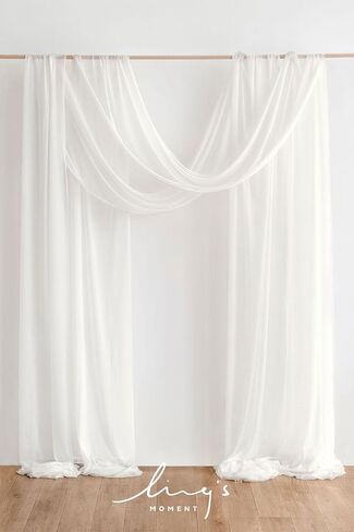 Ling's moment Ivory Wedding Arch Draping Fabric 2 Panels 32Ft x 30" Drapes | Wrinkle-Free Sheer Hanging Draping Fabric for Backdrop for Wedding Decor Outdoors Party Swag Home Decor in Saudi Arabia