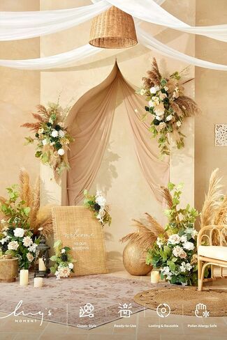 Ling's moment Ivory Wedding Arch Draping Fabric 2 Panels 32Ft x 30" Drapes | Wrinkle-Free Sheer Hanging Draping Fabric for Backdrop for Wedding Decor Outdoors Party Swag Home Decor in Saudi Arabia