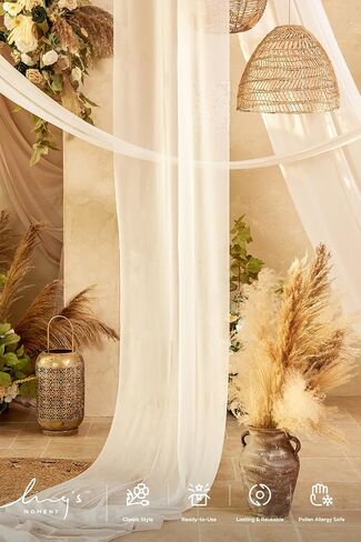 Ling's moment Ivory Wedding Arch Draping Fabric 2 Panels 32Ft x 30" Drapes | Wrinkle-Free Sheer Hanging Draping Fabric for Backdrop for Wedding Decor Outdoors Party Swag Home Decor in Saudi Arabia