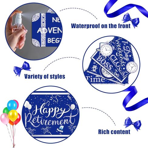 20 Pieces Retirement Party Decorations Happy Retirement banner Sign Directional Retired Yard Sign for Happy Retirement Party Supplies, 10 Styles (Black, Gold, White) in Kuwait