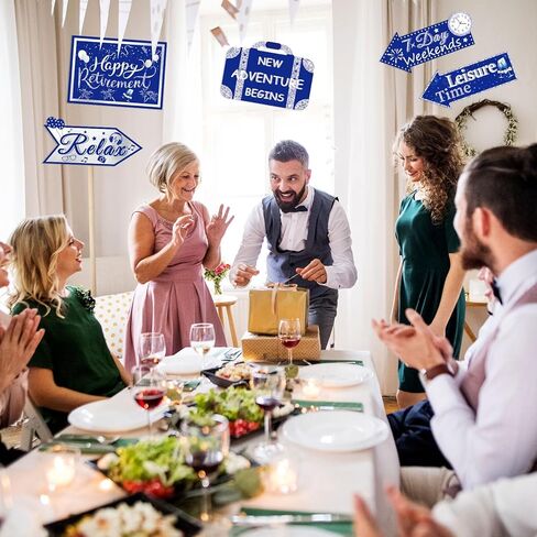 20 Pieces Retirement Party Decorations Happy Retirement banner Sign Directional Retired Yard Sign for Happy Retirement Party Supplies, 10 Styles (Black, Gold, White) in Kuwait