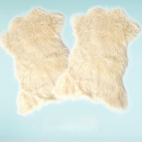 HYSEAS Faux Sheepskin Fur Area Rug Black, 2x3 Feet, 2 Pack, Fluffy Soft Fuzzy Plush Shaggy Carpet Throw Rug for Indoor Floor, Sofa, Chair, Bedroom, Living Room, Home Decoration in Saudi Arabia