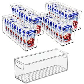 mDesign Small Plastic Nursery Storage Container Bins with Handles for Organization in Cabinet, Closet or Cubby Shelves - Organizer for Baby Food, Bibs, Formula - Ligne Collection - 4 Pack - Clear in Kuwait