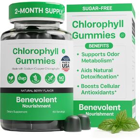 Benevolent Chlorophyll Liquid Drops - 5900mg (100% Natural and 4X Potency Concentration) for Energy Boost, Immune System Support, Internal Deodorant, Altitude Sickness. Not Watered Down. Minty Flavor. in Kuwait