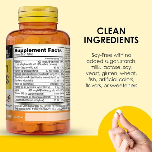 MASON NATURAL Mini Multi Vitamins, Vitamins A, C, D3, E, B1, B2, B3, B6, B12, Folate and Calcium for Overall Health, 100 Tablets in Saudi Arabia