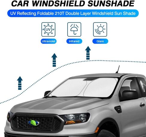 KUST Custom Fit Windshield Sun Shade for 2010-2024 Dodge RAM 2500 3500 Accessories Sunshade Foldable Sun Visor Protector Blocks UV Rays Keep Your Car Cooler in Kuwait