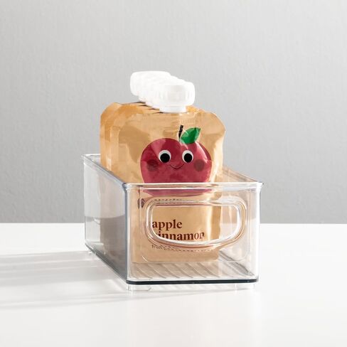mDesign Small Plastic Nursery Storage Container Bins with Handles for Organization in Cabinet, Closet or Cubby Shelves - Organizer for Baby Food, Bibs, Formula - Ligne Collection - 4 Pack - Clear in Saudi Arabia