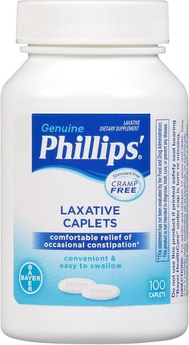 Phillips' Laxative Caplets, With Naturally Sourced Magnesium Supplement for Gentle Relief of Occasional Constipation, Cramp and Stimulant Free Laxatives, 100 Caplets in Kuwait