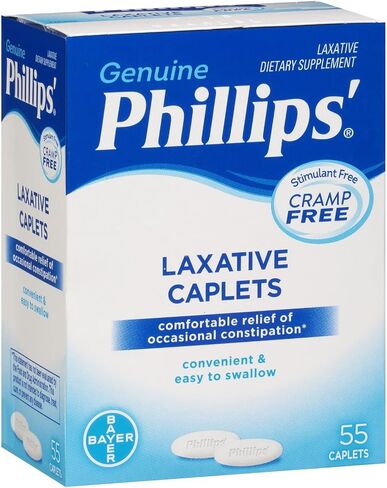 Phillips' Laxative Caplets, With Naturally Sourced Magnesium Supplement for Gentle Relief of Occasional Constipation, Cramp and Stimulant Free Laxatives, 100 Caplets in Kuwait