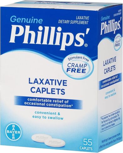 Phillips' Laxative Caplets, With Naturally Sourced Magnesium Supplement for Gentle Relief of Occasional Constipation, Cramp and Stimulant Free Laxatives, 100 Caplets in Kuwait