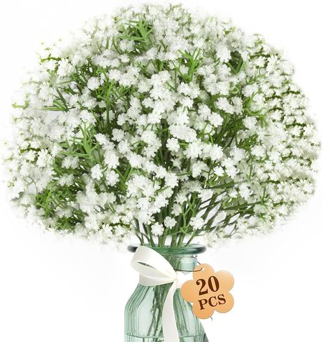 6 Baby Breath Artificial Flowers Bulk - MAQIAHN Faux White Flowers Bouquet Flores Artificial Greenery Baby's Breath Real Touch Fake Flowers Arrangements Wedding Centerpieces for Tables Decorations in Saudi Arabia