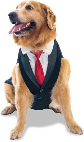 Dog Suit Or Dog Tuxedo & Bandana Set, Dogs Wedding Party Suit, Dog Wedding Bow Tie Shirt Formal Dog Weeding Attire for Large & Medium Dogs Golden Retriever, Labrador Small Black in Saudi Arabia