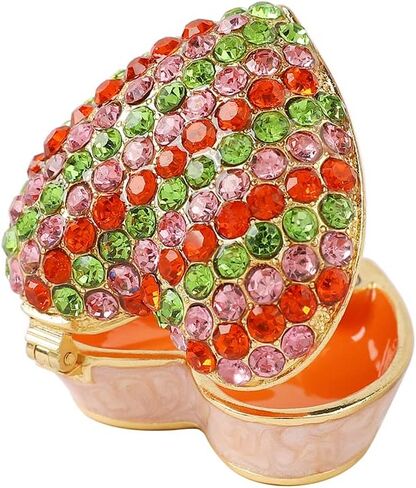 Janshe Cul Hollow Out Oval Egg Dragonfly Trinket Boxes Hinged Hand-Painted Flower Jewelry Box Ornaments Craft Gift for Home Decor in Kuwait