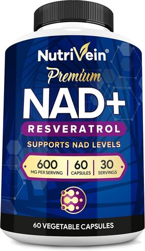 Nutrivein Resveratrol 1450mg - مكمل مضاد للأكسدة 120 كبسولة - يدعم الشيخوخة الصحية ويعزز المناعة، وتعزيز الدماغ ودعم المفاصل - مصنوع من Trans-Resveratrol، وأوراق الشاي الأخضر، وتوت Acai in Kuwait