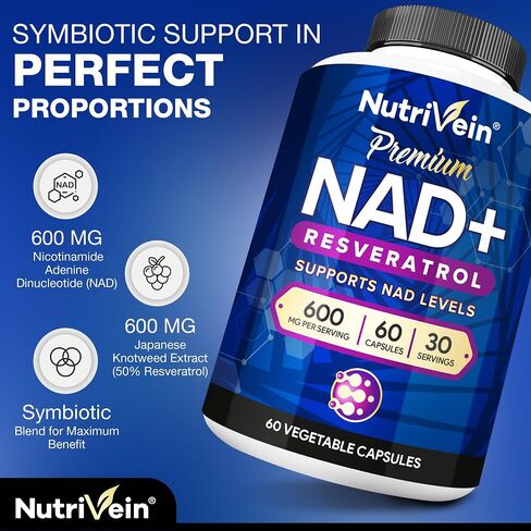 Nutrivein Resveratrol 1450mg - مكمل مضاد للأكسدة 120 كبسولة - يدعم الشيخوخة الصحية ويعزز المناعة، وتعزيز الدماغ ودعم المفاصل - مصنوع من Trans-Resveratrol، وأوراق الشاي الأخضر، وتوت Acai in Kuwait