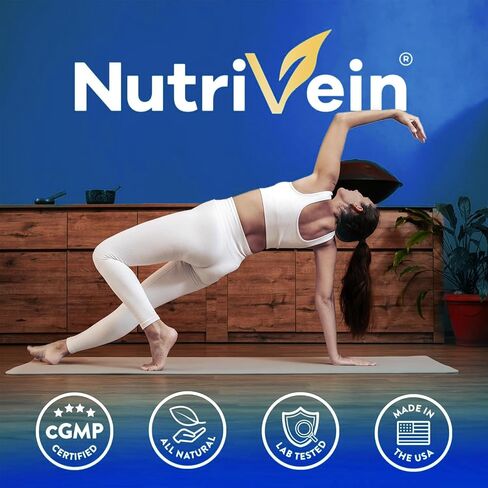 Nutrivein Resveratrol 1450mg - مكمل مضاد للأكسدة 120 كبسولة - يدعم الشيخوخة الصحية ويعزز المناعة، وتعزيز الدماغ ودعم المفاصل - مصنوع من Trans-Resveratrol، وأوراق الشاي الأخضر، وتوت Acai in Kuwait