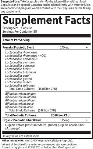 Garden of Life - Dr. Formulated Probiotics Once Daily Prenatal - Acidophilus and Bifidobacteria Probiotic Support for Mom and Baby - Gluten, Dairy, and Soy-Free - 30 Vegetarian Capsules in Saudi Arabia