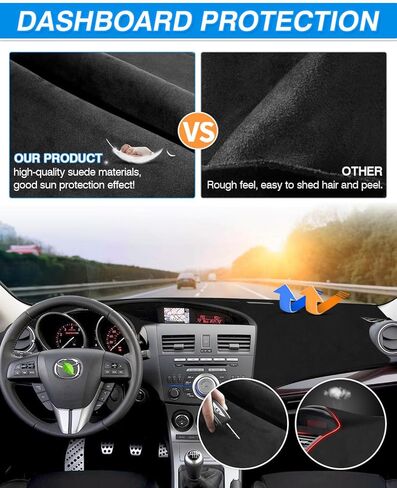 Cartist Dash Cover Custom Fit for Dodge Challenger 2015-2024 Accessories Dashboard Cover Mat Non-Slip Pad Carpet Anti-Glare in Kuwait