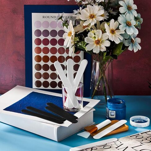 15 Pieces Reusable Stir Sticks Sets Include 12 Pieces Resin Sticks Stirring Makeup Stick and 3 Pieces Silicone Epoxy Brushes for Mixing Resin Epoxy Liquid Facial Cover Paint Making DIY (Black, White) in Kuwait