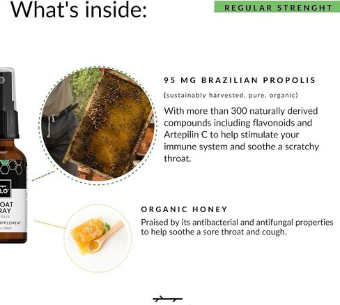 PALO Propolis Throat Spray Bee Brazilian Green Propolis Extract, Natural Immune Support & Sore Throat Relief - Antioxidants, Keto, Paleo, Gluten-Free (1.06 oz | 30 ml) (Extra Strenght) in Saudi Arabia