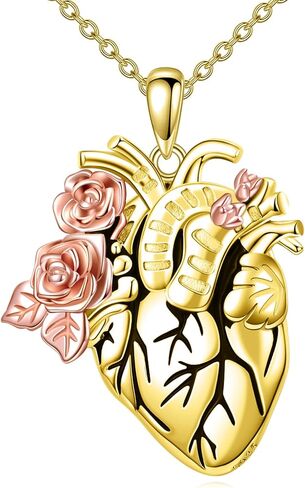 YFN Anatomical Heart Necklace Sterling Silver Anatomical Heart Pendant Gothic Heart Jewelry For Women Girls Heart Attack Survivor Gifts in Saudi Arabia