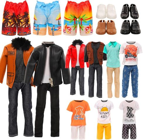 Miunana Boy Doll بدلة رسمية لدمية ذكر مقاس 12 بوصة، قميص وسروال أنيق لدمية الصبي 15 قطعة من ملابس وأحذية الدمية للرجال مع أثاث كمبيوتر لبيت الدمية، أزياء دمية الصبي in Kuwait