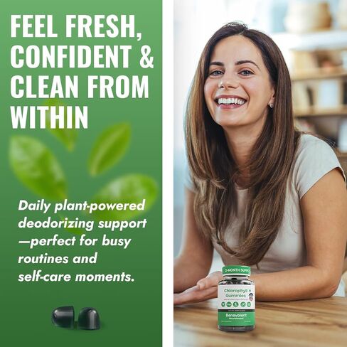 Benevolent Chlorophyll Liquid Drops - 5900mg (100% Natural and 4X Potency Concentration) for Energy Boost, Immune System Support, Internal Deodorant, Altitude Sickness. Not Watered Down. Minty Flavor. in Kuwait