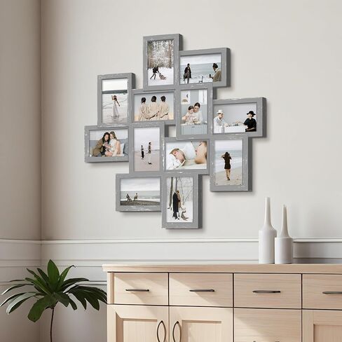 مجموعة من 12 إطار صورة من Jerry & Maggie مقاس 25 × 25 إطار صور عائلي، ديكور جدار إطار الصورة 4 × 6 صور 12 فتحة، إطارات صور جدارية لديكورات غرفة المعيشة، التجميع مطلوب، أبيض in Kuwait