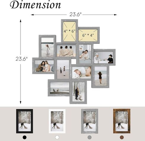 مجموعة من 12 إطار صورة من Jerry & Maggie مقاس 25 × 25 إطار صور عائلي، ديكور جدار إطار الصورة 4 × 6 صور 12 فتحة، إطارات صور جدارية لديكورات غرفة المعيشة، التجميع مطلوب، أبيض in Kuwait