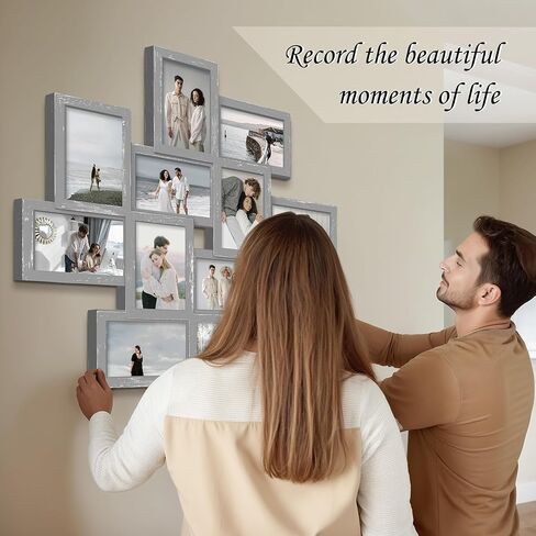 مجموعة من 12 إطار صورة من Jerry & Maggie مقاس 25 × 25 إطار صور عائلي، ديكور جدار إطار الصورة 4 × 6 صور 12 فتحة، إطارات صور جدارية لديكورات غرفة المعيشة، التجميع مطلوب، أبيض in Kuwait