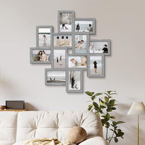مجموعة من 12 إطار صورة من Jerry & Maggie مقاس 25 × 25 إطار صور عائلي، ديكور جدار إطار الصورة 4 × 6 صور 12 فتحة، إطارات صور جدارية لديكورات غرفة المعيشة، التجميع مطلوب، أبيض in Kuwait