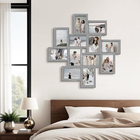 مجموعة من 12 إطار صورة من Jerry & Maggie مقاس 25 × 25 إطار صور عائلي، ديكور جدار إطار الصورة 4 × 6 صور 12 فتحة، إطارات صور جدارية لديكورات غرفة المعيشة، التجميع مطلوب، أبيض in Kuwait
