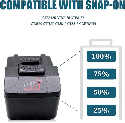 2X 4.0Ah Battery CTB8185 18V 4Ah 4000mAh Replace for Snap on CTB8185 CTB7185 CTB8187 CT8850 Power Tool Battery in Kuwait