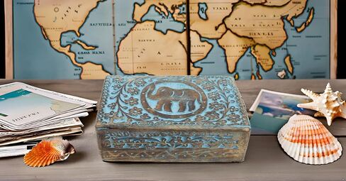 Great Birthday Gift Ideas Handmade Decorative Wooden Jewelry Box Jewelry Organizer Keepsake Box Treasure Chest Trinket Holder Watch Box Storage Box Housewarming Gifts Women (Natural Finish) in Saudi Arabia