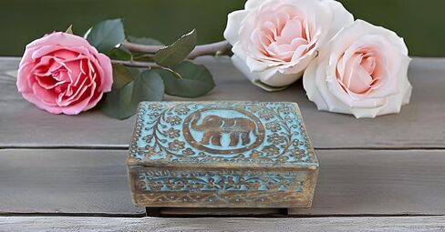 Great Birthday Gift Ideas Handmade Decorative Wooden Jewelry Box Jewelry Organizer Keepsake Box Treasure Chest Trinket Holder Watch Box Storage Box Housewarming Gifts Women (Natural Finish) in Saudi Arabia