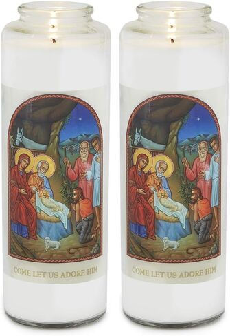 Root Candles Prayer Candles Clear Glass Devotional 7-Day Prayer Candle, Come Let Us Adore Him in Kuwait