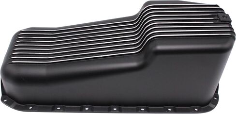 Polished Aluminum Finned Oil Pan Kit Bolts Plug Fits SB Chevy 327 350 SBC 1955-79,Driver's Side Dipstick in Saudi Arabia