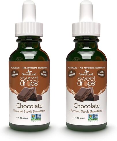 SweetLeaf Stevia Liquid Sweet Drops - Chocolate Flavored Drops, Stevia Liquid Sweetener, Zero-Calorie, Sugar-Free Syrup Alternative for Keto Coffee, Baking, Shakes, 2 Fl Oz (Pack of 2) in Kuwait