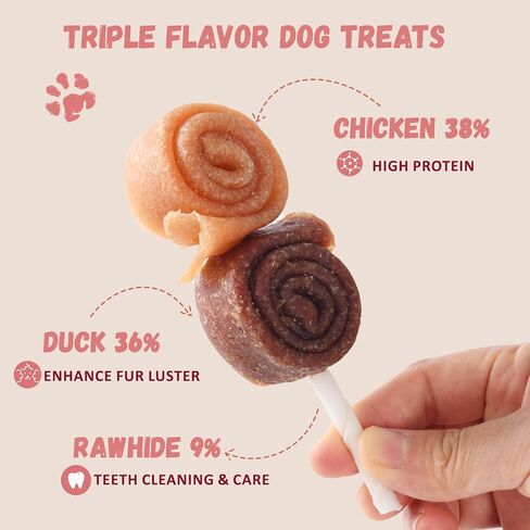 Pawmate Dog Treats Chicken Wrapped Donuts Ring، مضغ يدوم طويلاً، وجبات خفيفة خالية من الحبوب مع توراين للكلاب المتوسطة والكبيرة، 4 قطع in Kuwait