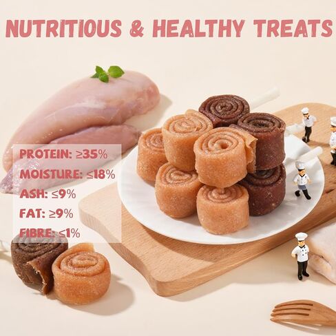 Pawmate Dog Treats Chicken Wrapped Donuts Ring، مضغ يدوم طويلاً، وجبات خفيفة خالية من الحبوب مع توراين للكلاب المتوسطة والكبيرة، 4 قطع in Kuwait