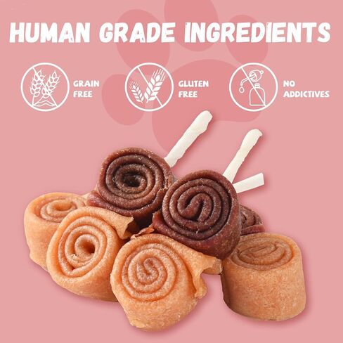 Pawmate Dog Treats Chicken Wrapped Donuts Ring، مضغ يدوم طويلاً، وجبات خفيفة خالية من الحبوب مع توراين للكلاب المتوسطة والكبيرة، 4 قطع in Kuwait