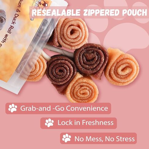 Pawmate Dog Treats Chicken Wrapped Donuts Ring، مضغ يدوم طويلاً، وجبات خفيفة خالية من الحبوب مع توراين للكلاب المتوسطة والكبيرة، 4 قطع in Kuwait
