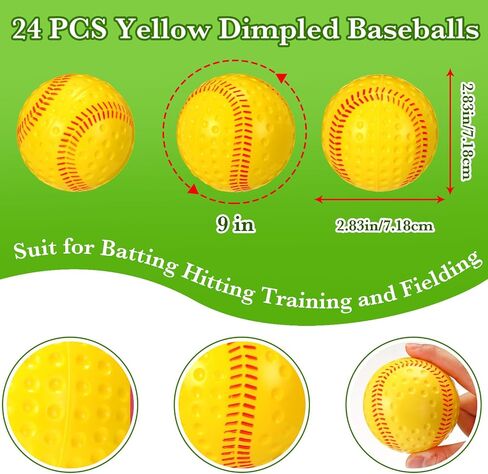 24 Pieces White Dimpled Baseballs with Red Seam 9 Inch Pitching Machine Baseballs Practice Baseballs for Hand Eye Coordination, Batting Hitting Training and Fielding Practice in Saudi Arabia