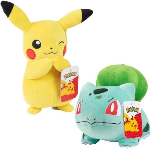 Pokémon Pikachu & Bulbasaur Plush Stuffed Animal Toys, 2-Pack - 8" - Officially Licensed in Saudi Arabia