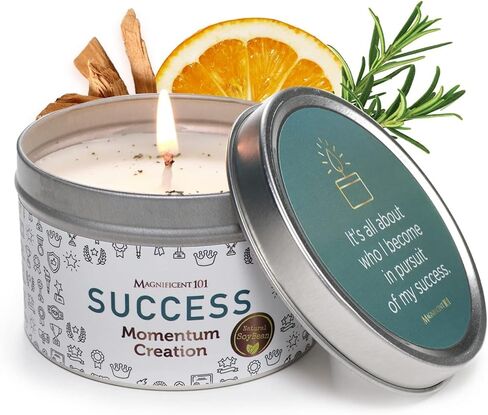 MAGNIFICENT 101 Money Aromatherapy Candle for Getting a Cash Flow Boost - Sage Cinnamon Scented Natural Soybean Wax Tin Candle for Purification and Chakra Healing in Kuwait