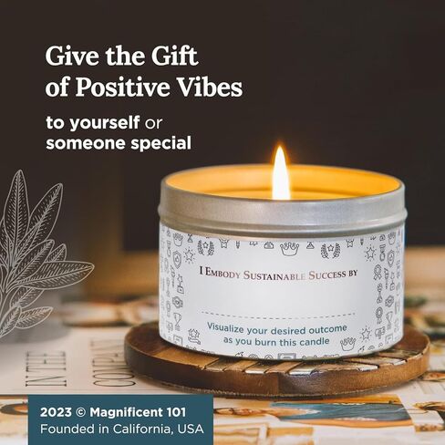 MAGNIFICENT 101 Money Aromatherapy Candle for Getting a Cash Flow Boost - Sage Cinnamon Scented Natural Soybean Wax Tin Candle for Purification and Chakra Healing in Kuwait